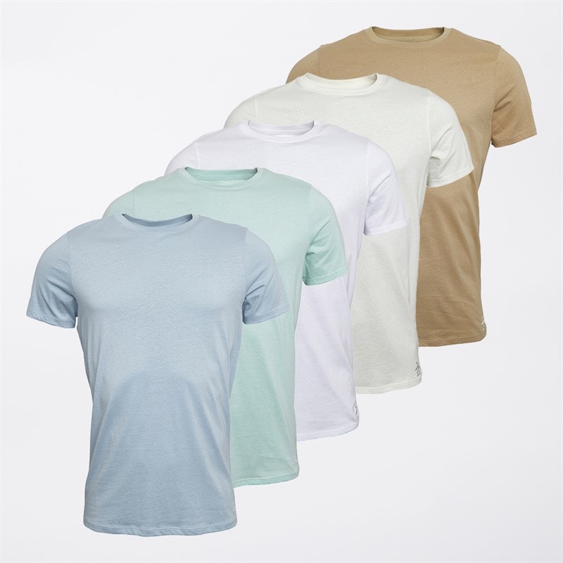 Original Penguin Mens Five Pack T-Shirts Stone/Aqua/Ivory/Light Blue/White - Image 1