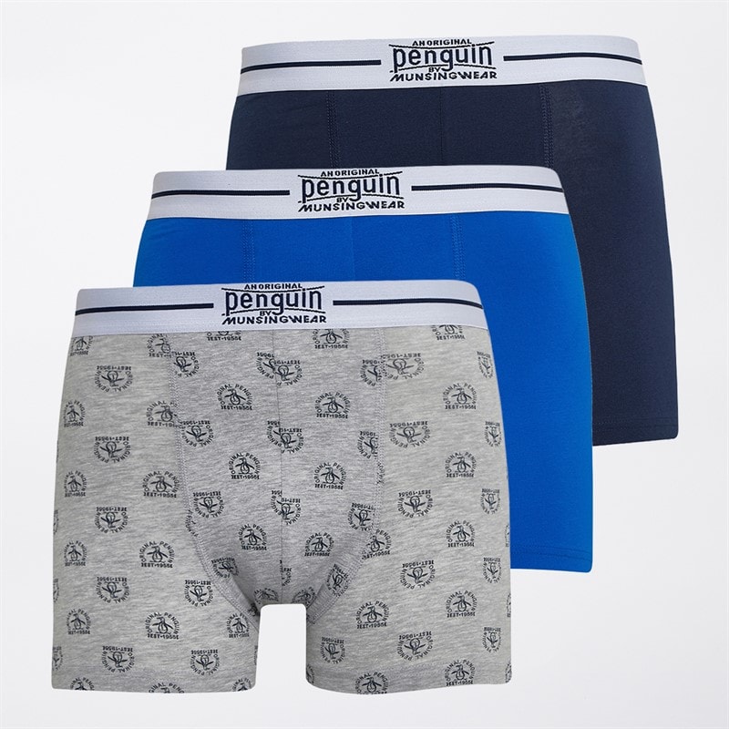 Original Penguin Mens Three Pack Penguin Trunks Navy - Image 1