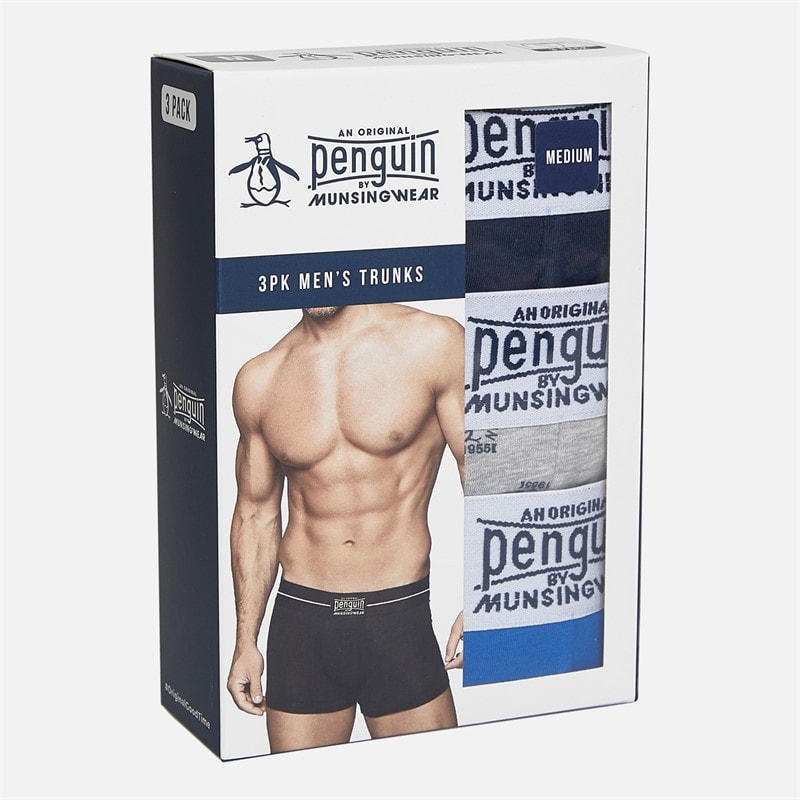 Original Penguin Mens Three Pack Penguin Trunks Navy - Image 2
