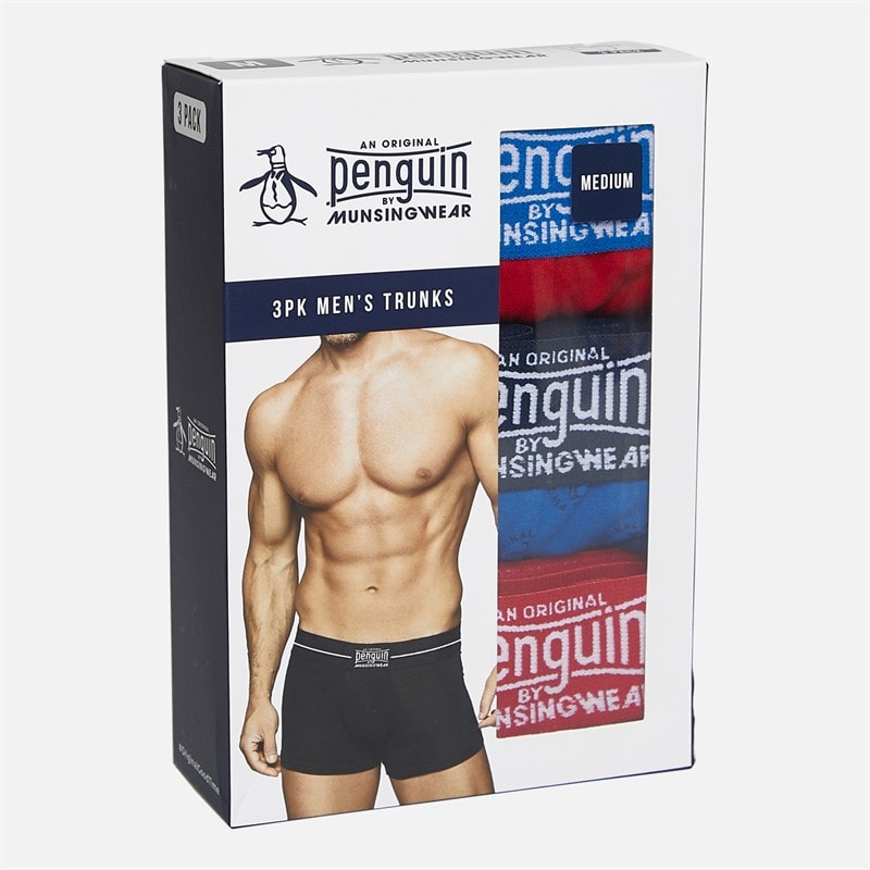 Original Penguin Mens Three Pack Penguin Boxers Red/Blue - Image 2