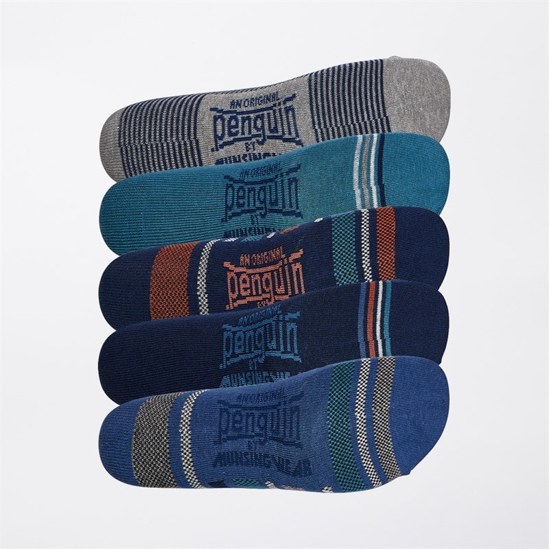 Original Penguin Mens Five Pack Socks Navy/Grey - Image 2