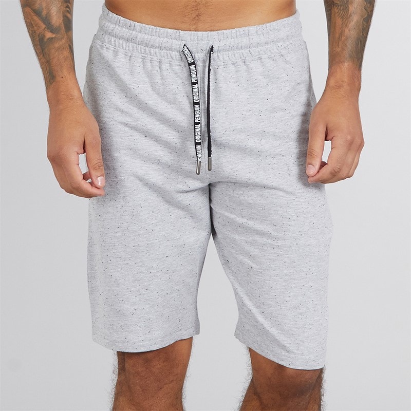 Original Penguin Mens Nepped Jersey Lounge Shorts Grey Marl/Black - Image 1