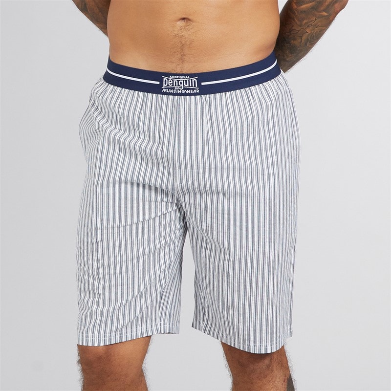 Original Penguin Mens Woven Stripe Lounge Shorts Navy/White - Image 1
