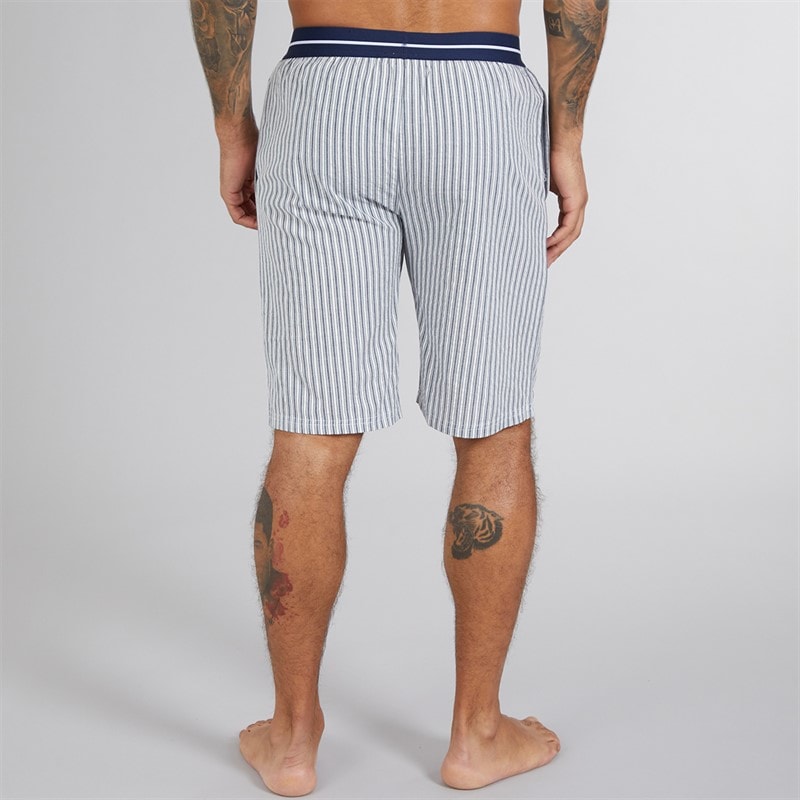 Original Penguin Mens Woven Stripe Lounge Shorts Navy/White - Image 2