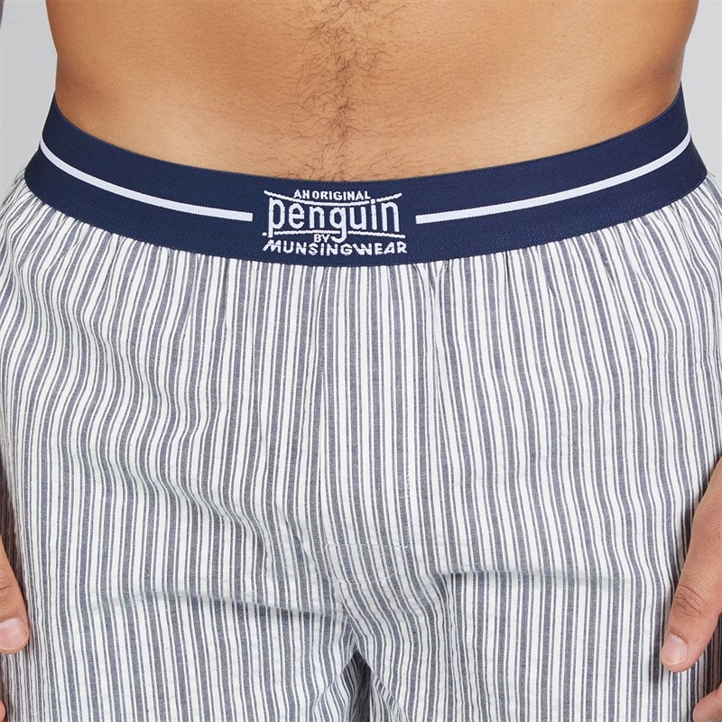 Original Penguin Mens Woven Stripe Lounge Shorts Navy/White - Image 3