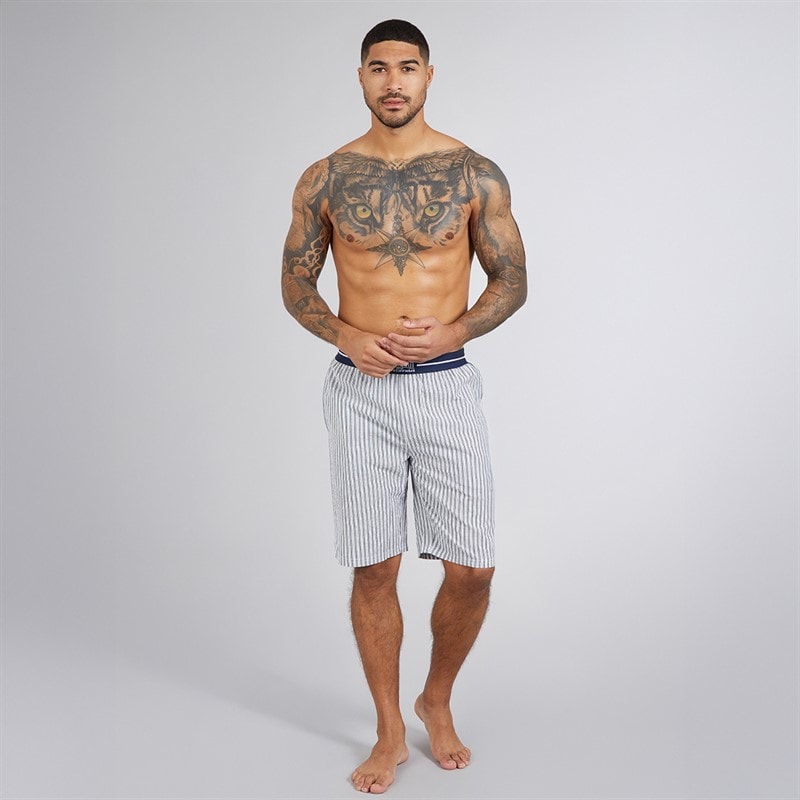 Original Penguin Mens Woven Stripe Lounge Shorts Navy/White - Image 4
