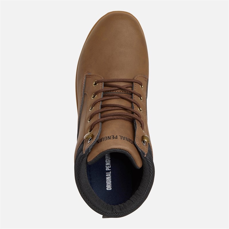 Original Penguin Mens Furrow Hi Top Trainers Chocolate - Image 4