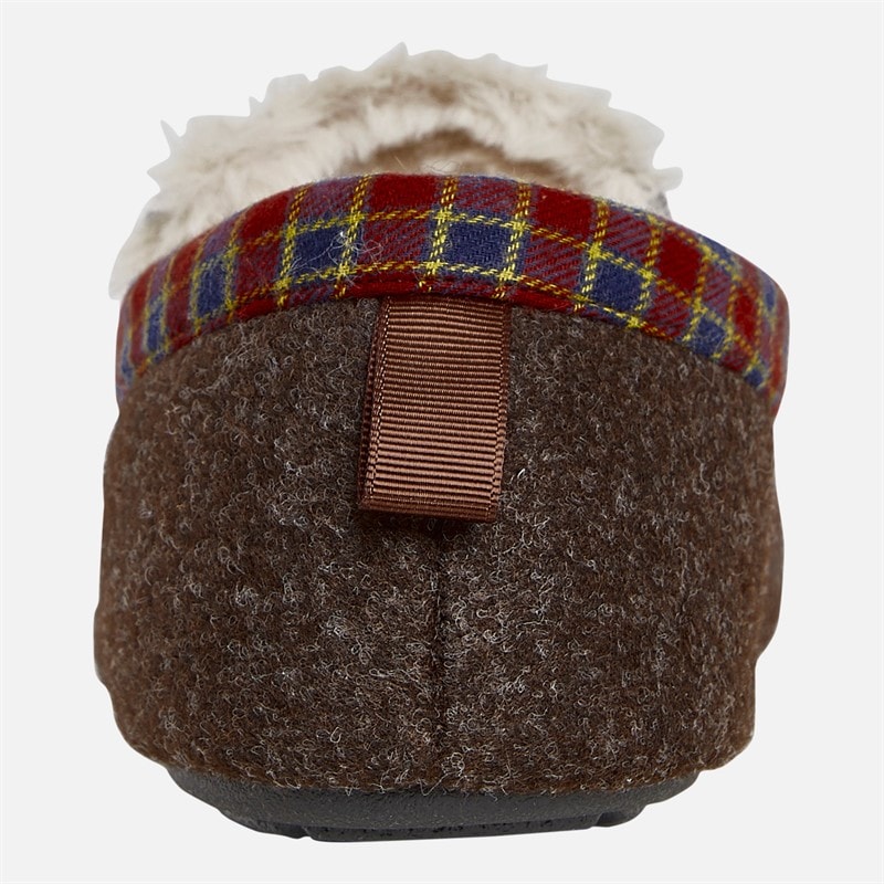 Original Penguin Mens Bedtime Tartan Moccasin Slippers Chocolate - Image 4