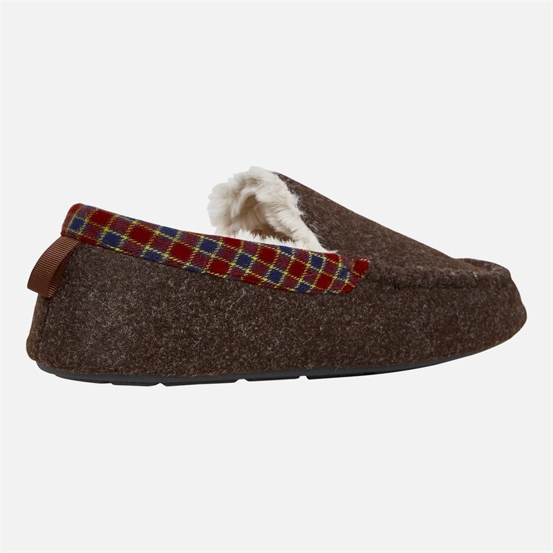 Original Penguin Mens Bedtime Tartan Moccasin Slippers Chocolate - Image 5