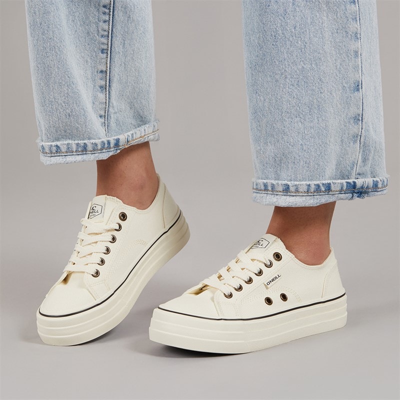 O'Neill Womens Copa Chunky Canvas Trainers Off White - Image 1