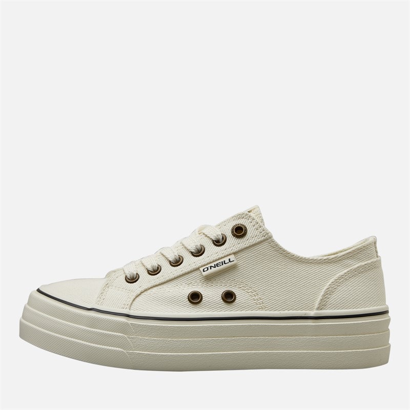 O'Neill Womens Copa Chunky Canvas Trainers Off White - Image 2