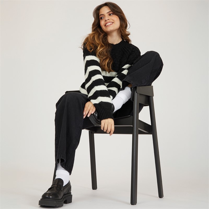 Only Womens Billie Life Stripe Jumper Black - Image 5
