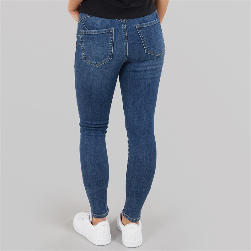 Only Womens Yoke Push Up Skinny Jeans Dark Blue Denim - Image 2