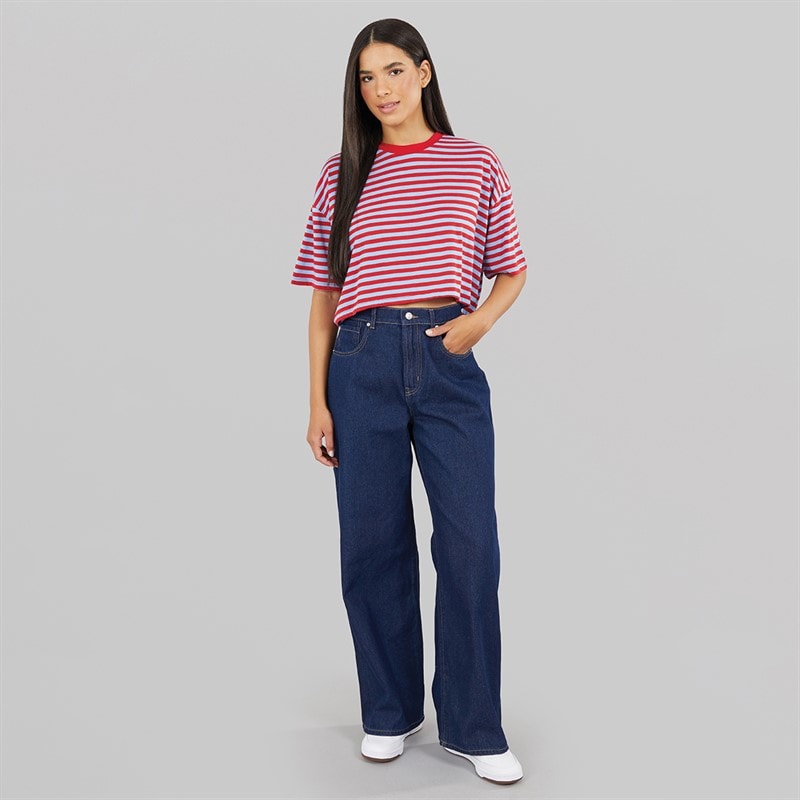 Only Womens Hope Wide Leg Jeans Dark Blue Denim - Image 3