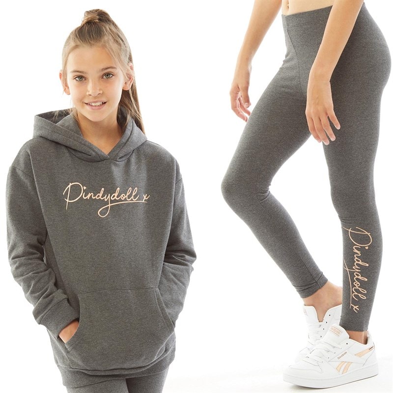 Pindydoll Girls Sasha Tracksuit Set Charcoal Marl - Image 2