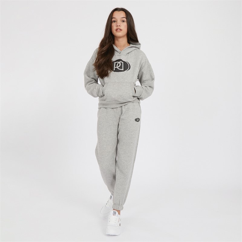 Pindydoll Girls Chelsea Hoodie And Joggers Tracksuit Light Grey Marl - Image 4