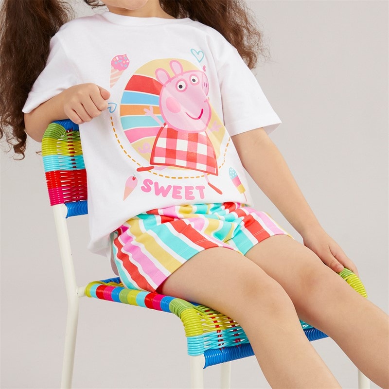 Peppa Pig Disney Girls T-Shirt And Shorts Set White/Multi - Image 3