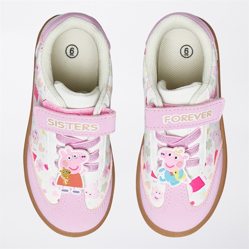 Peppa Pig Infant Girls Flower Court Trainers White/Pink/Multi - Image 4