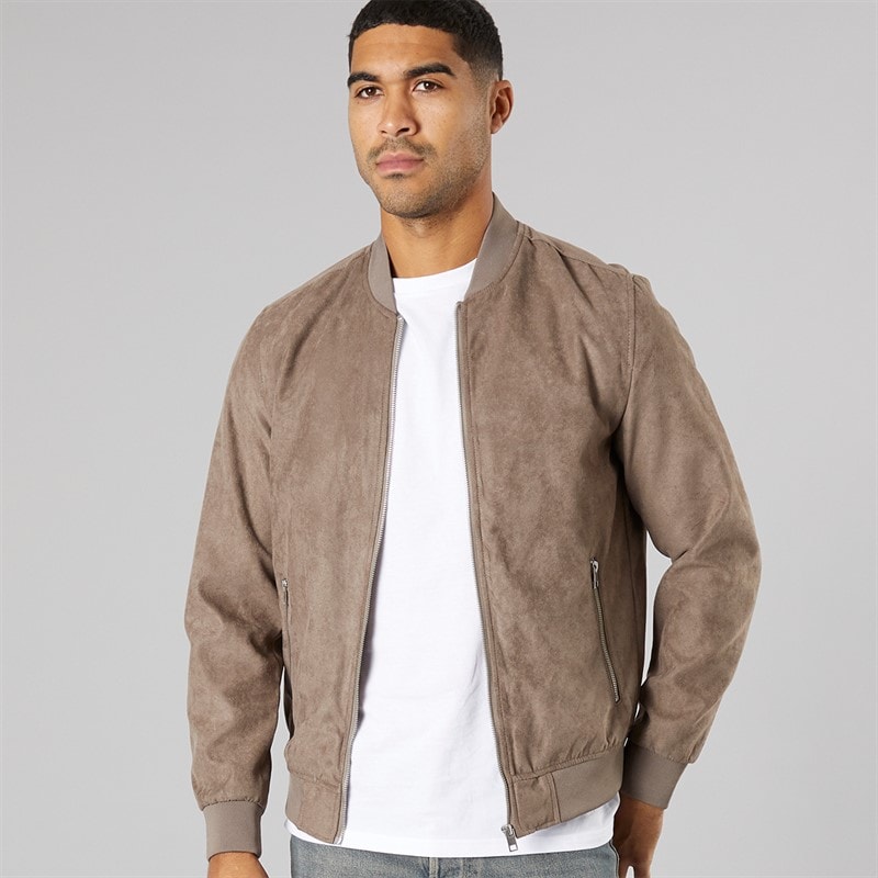 PRODUKT Mens Ron Faux Suede Bomber Falcon Faux Suede