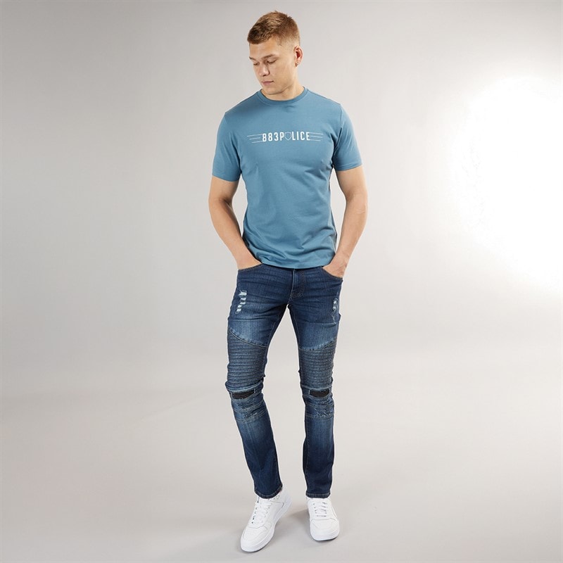 883 Police Mens Acquiesce 665 Slim Fit Jeans 665-Midwash - Image 4