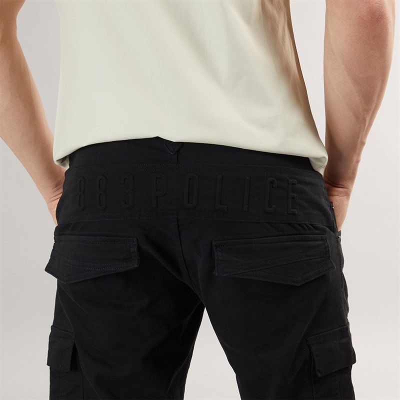 883 Police Mens Formby Cargo Shorts Black - Image 3