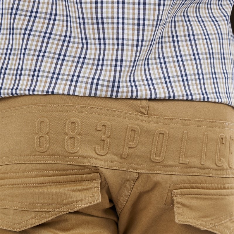 883 Police Mens Formby Cargo Shorts Sand - Image 3