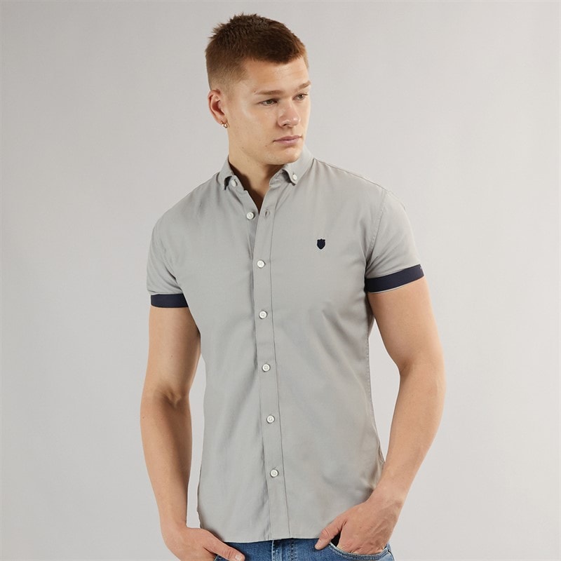 883 Police Mens Crandon Short Sleeve Shirt Grey - Image 1