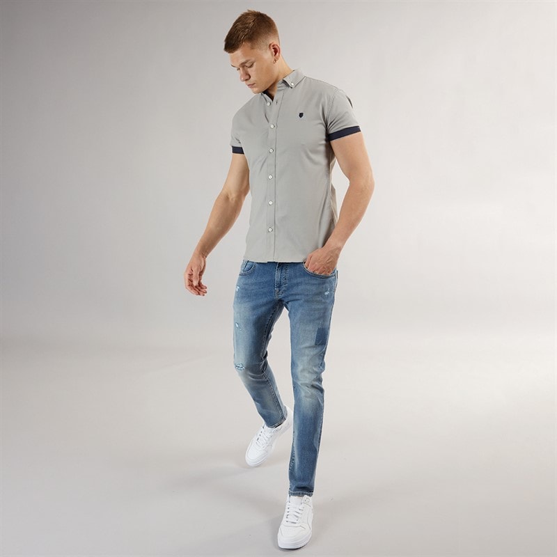 883 Police Mens Crandon Short Sleeve Shirt Grey - Image 3