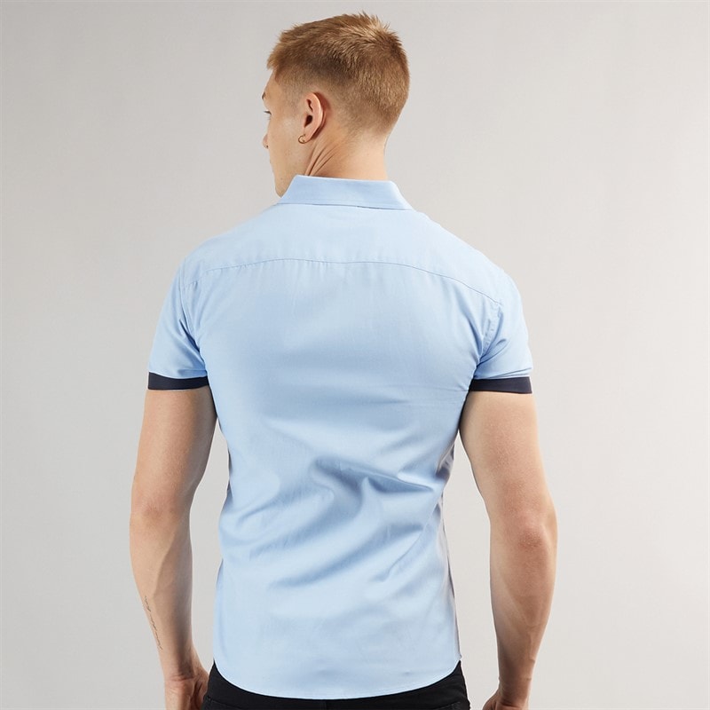 883 Police Mens Crandon Short Sleeve Shirt Sky - Image 2