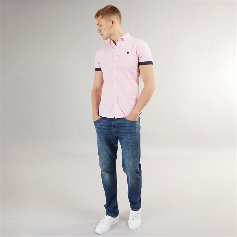883 Police Mens Crandon Short Sleeve Shirt Pink - Image 3