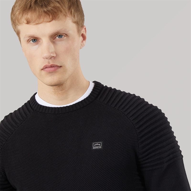 883 Police Mens Aras Crew Neck Jumper Black - Image 3