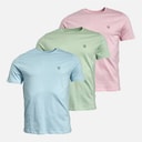 883 Police Mens Forbes Three Pack T-Shirts Sky Blue/Pink/Mint