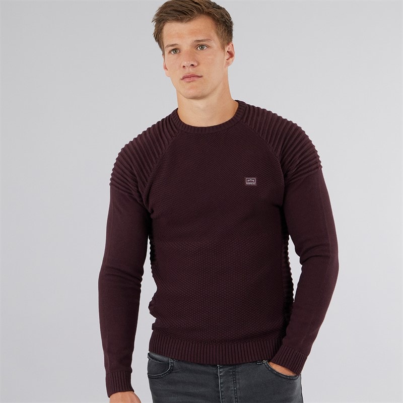 883 Police Mens Aras Crew Neck Jumper Burgundy - Image 1
