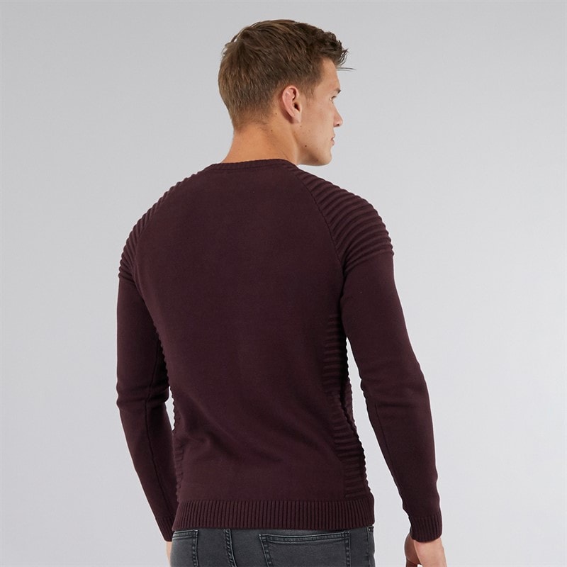 883 Police Mens Aras Crew Neck Jumper Burgundy - Image 2