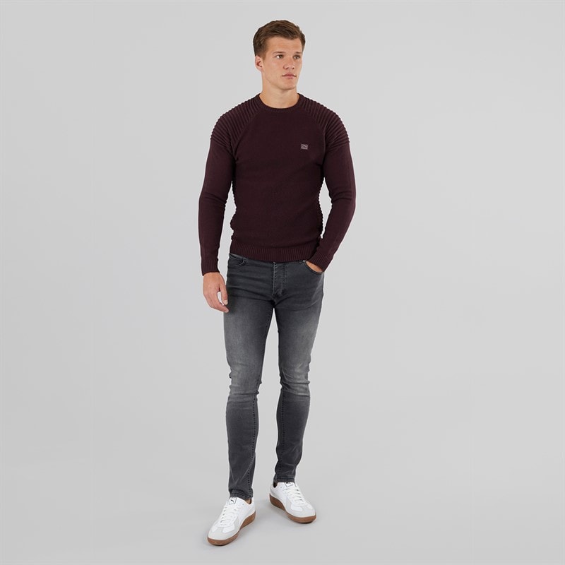 883 Police Mens Aras Crew Neck Jumper Burgundy - Image 4