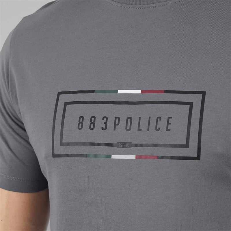 883 Police Mens Ives T-Shirt Circ Grey - Image 3