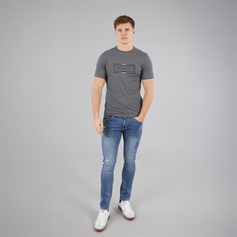883 Police Mens Ives T-Shirt Circ Grey - Image 4