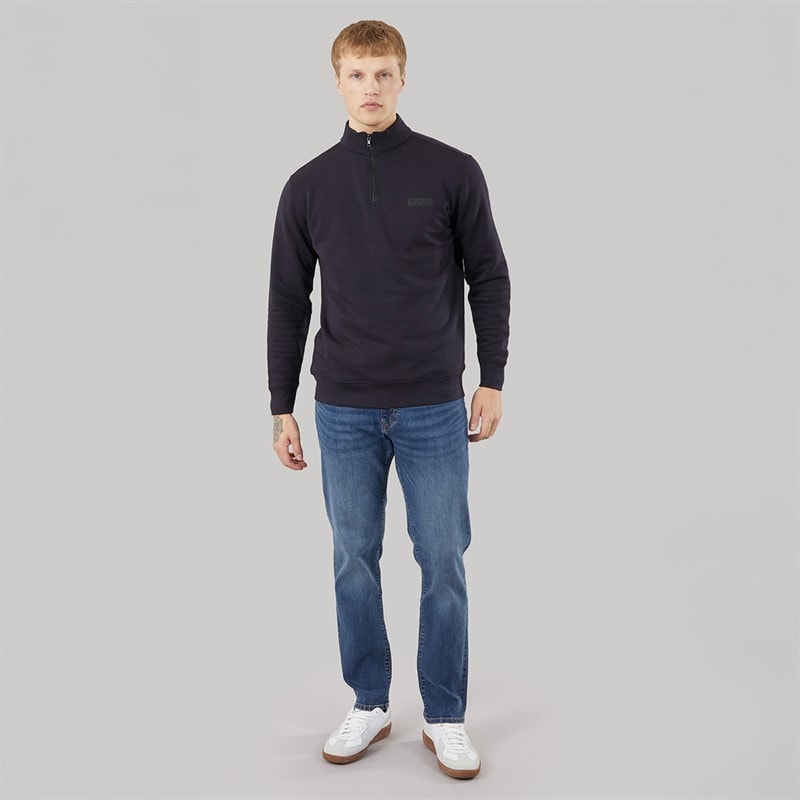 883 Police Mens Mossley 1/4 Zip Sweatshirt Navy - Image 4