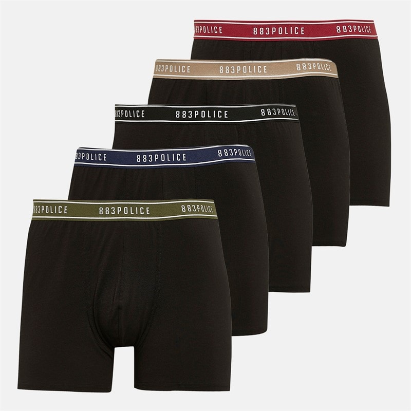 883 Police Mens Yulara Five Pack Boxer Shorts Black - Image 1