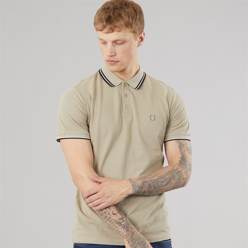 883 Police Mens Thorbury Polo Shirt Neutral - Image 1