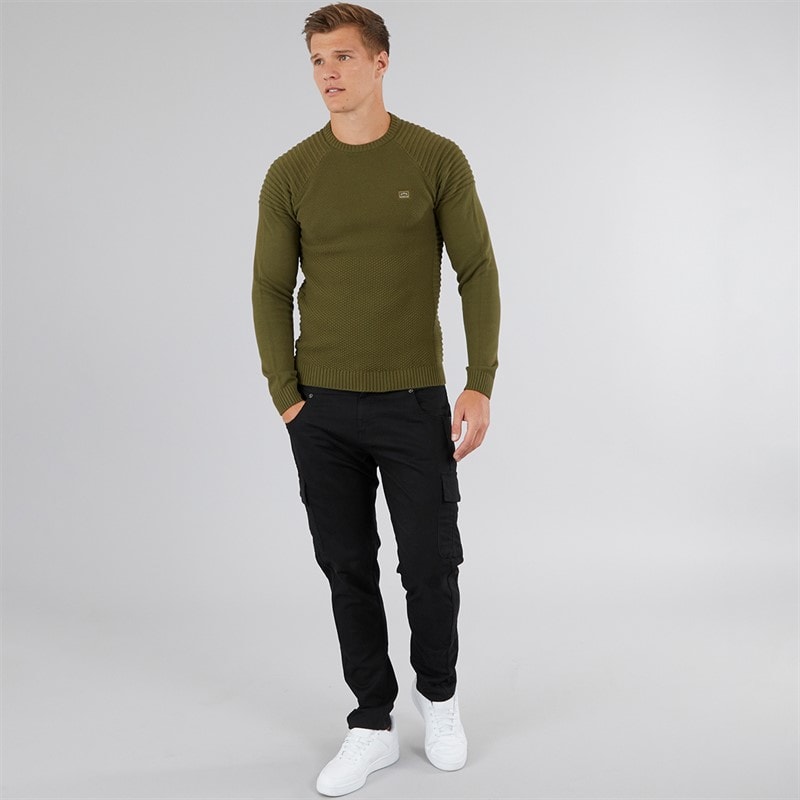 883 Police Mens Aras Crew Neck Jumper Khaki - Image 3