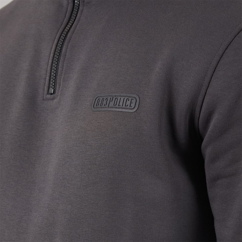 883 Police Mens Mossley 1/4 Zip Sweatshirt Dusty Grey - Image 3