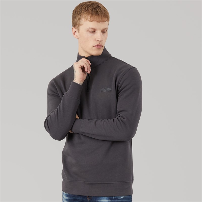 883 Police Mens Mossley 1/4 Zip Sweatshirt Dusty Grey - Image 5