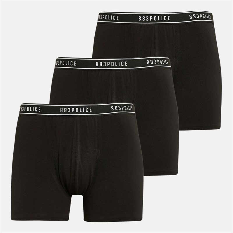 883 Police Mens Birdum Three Pack Boxer Shorts Black - Image 1