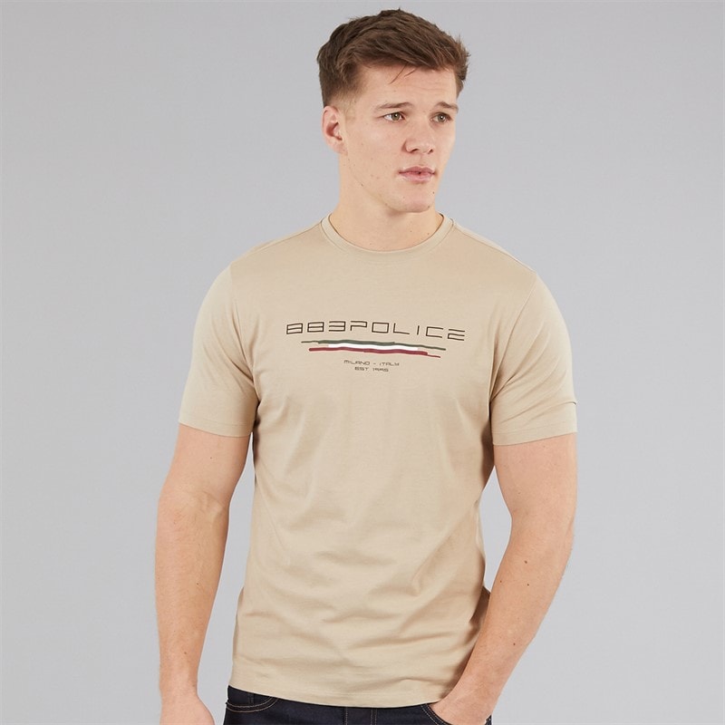 883 Police Mens Clusone T-Shirt Pastel Camel