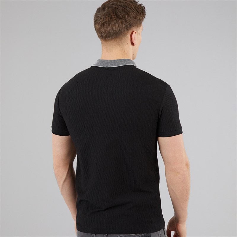 883 Police Mens Snape Quarter Zip Polo Shirt Black - Image 2