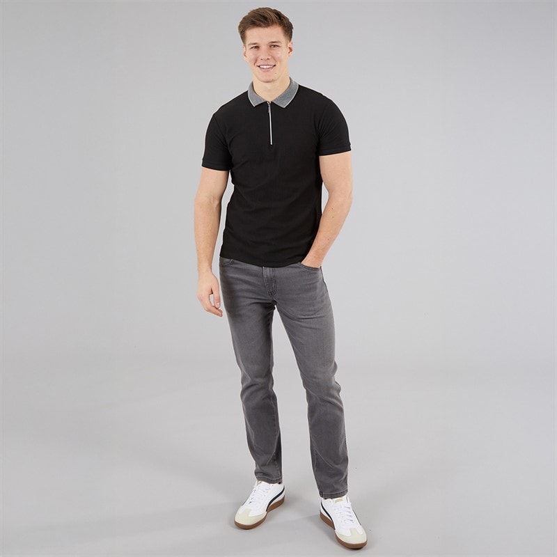 883 Police Mens Snape Quarter Zip Polo Shirt Black - Image 4