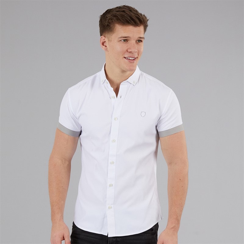 883 Police Mens Machar Short Sleeve Shirt White - Image 1
