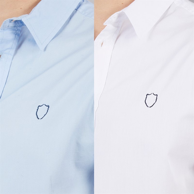 883 Police Mens Dobbelt Two Pack Short Sleeve Shirts Sky/White - Image 3