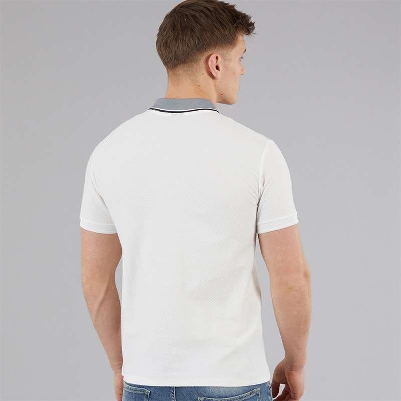 883 Police Mens Snape Quarter Zip Polo Shirt White - Image 2